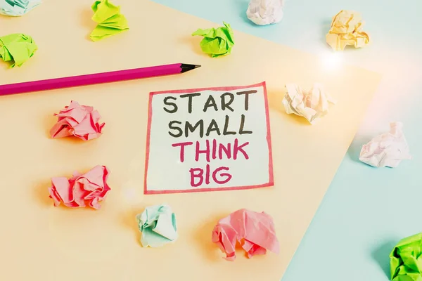 Woord Schrijven Tekst Start Small Think Big Zakelijke Foto Presentatie — Stockfoto