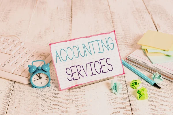 Word Writing Text Accounting Services Business Photo Showcasing Analyze Financial — 스톡 사진