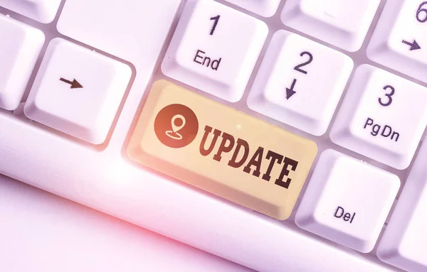 Text Sign Showing Update Business Photo Text Adding New Information — Stockfoto