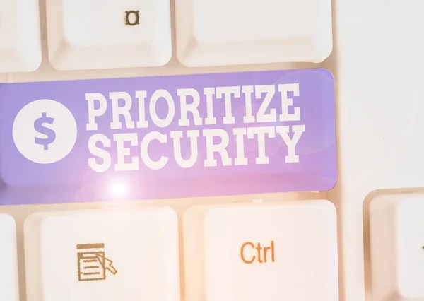 Writing Note Showing Prioritize Security Business Concept Designate Security Risk — 图库照片