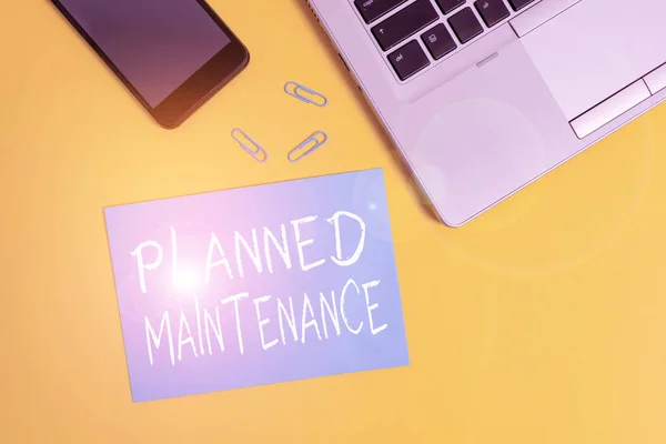 Text Sign Showing Planned Maintenance Business Photo Showcasing Reventive Maintenance — Stok fotoğraf