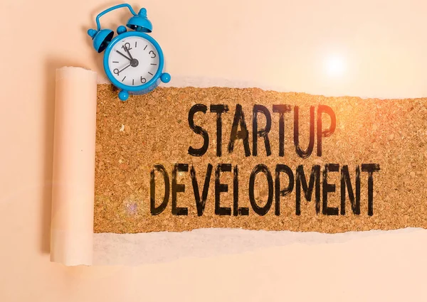 Writing Note Showing Startup Development Business Concept Efficiently Develop Validate — Stock Photo, Image