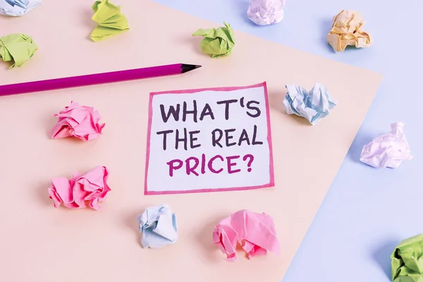 Word Writing Text What Real Price Question Business Photo Showcasing — Stock Photo, Image