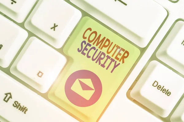 Manuscrito Texto Computer Security Proteção Fotográfica Conceitual Sistemas Informáticos Contra — Fotografia de Stock