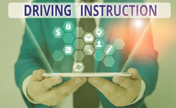 Word writing text Driving Instruction. Business photo showcasing detailed information on how driving should be done