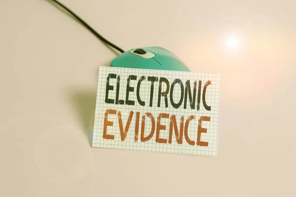 Writing Note Showing Electronic Evidence Business Concept Probative Information Stored — 스톡 사진