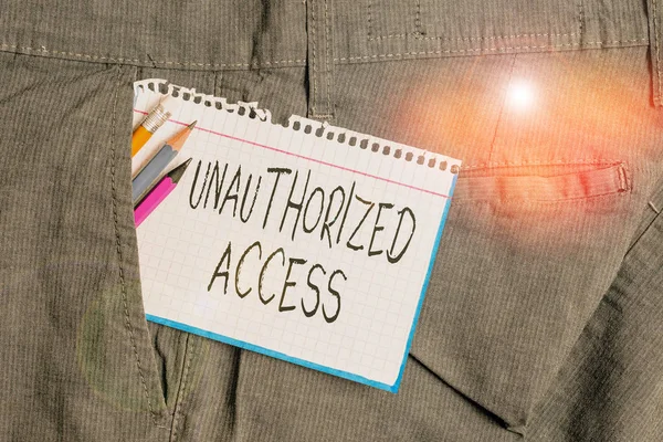 Word Writing Text Unauthorized Access Business Photo Showcasing Use Computer — Stockfoto