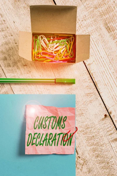 Conceptual Hand Writing Showing Customs Declaration Concept Meaning Official Document — Stok fotoğraf