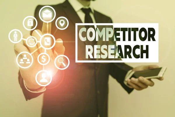 Rekabetçi Araştırmaları Gösteren Kavramsal Yazısı Kavram Rakip Firmalar Hakkındaki Bilgilerin — Stok fotoğraf