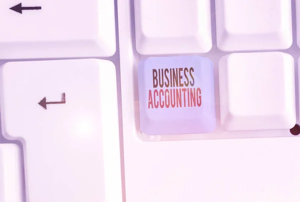 Schrijfbriefje Met Business Accounting Bedrijfsconcept Voor Het Interpreteren Presenteren Van — Stockfoto