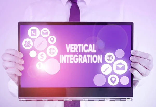 Vertikális Integrációt Bemutató Feljegyzés Különböző Gyártási Szakaszokban Lévő Vállalatok Egyesülésének — Stock Fotó