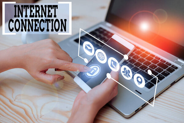 Концептуальный почерк, показывающий подключение к Интернету. Понятие, означающее способ получения доступа или подключения к Интернету

