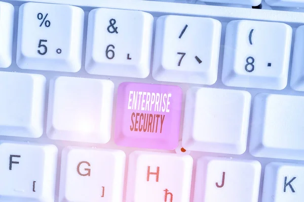 Konceptuell Handstil Som Visar Enterprise Security Begreppet Minskar Risken För — Stockfoto