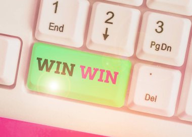Text sign showing Win Win. Business photo text of or denoting a situation in which each party benefits in some way