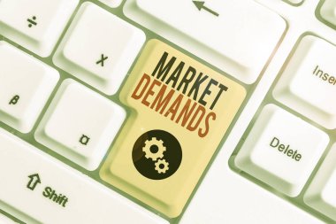 Writing note showing Market Deanalysisds. Business concept for Gather facts about situations that affect marketplace