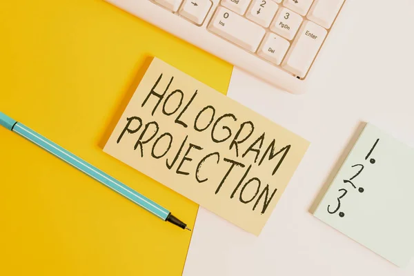 Nota Escritura Que Muestra Proyección Del Holograma Concepto Negocio Para — Foto de Stock