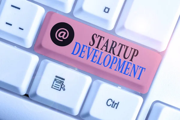 Text Sign Showing Startup Development Business Photo Showcasing Efficiently Develop — Stock Photo, Image