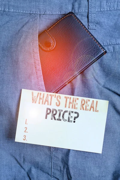Writing Note Showing What Real Price Question Business Concept Give — Stock Photo, Image