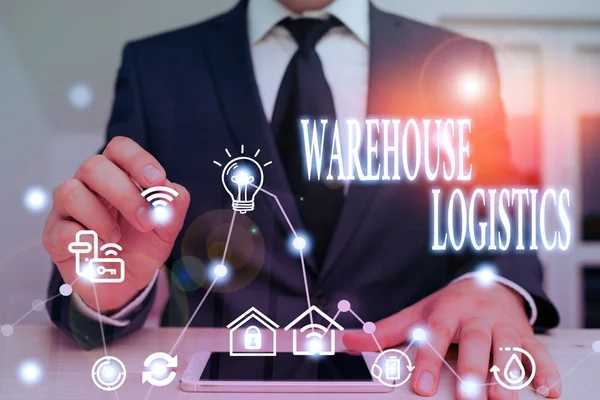 Text Sign Showing Warehouse Logistics Business Photo Showcasing Flow Both — Stock Photo, Image