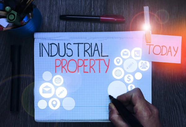 Håndskriftstekst Industrial Property Begrepsbilde Immateriell Eierskap Til Varemerke Eller Patent – stockfoto