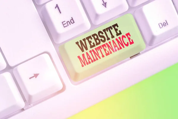 Conceptual hand writing showing Website Maintenance. Concept meaning act of regularly checking your website for issues