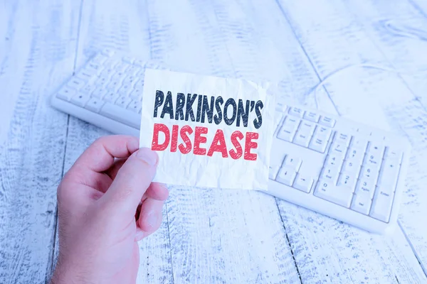 Nota Redação Mostrando Parkinson Disease Conceito Negócio Para Transtorno Sistema — Fotografia de Stock