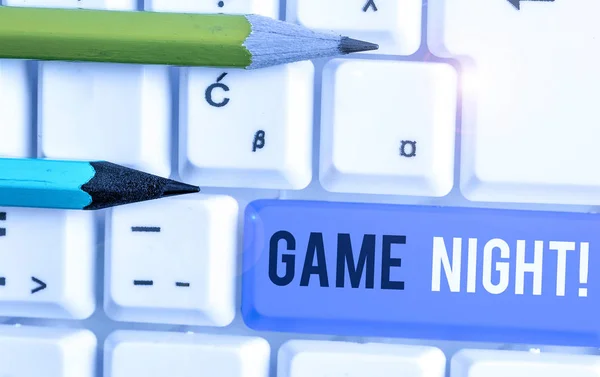 Escrita Conceitual Mostrando Game Night Conceito Significado Geralmente Chamado Datas — Fotografia de Stock