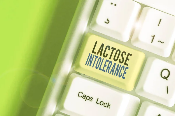 Writing note showing Lactose Intolerance. Business concept for digestive problem where body is unable to digest lactose