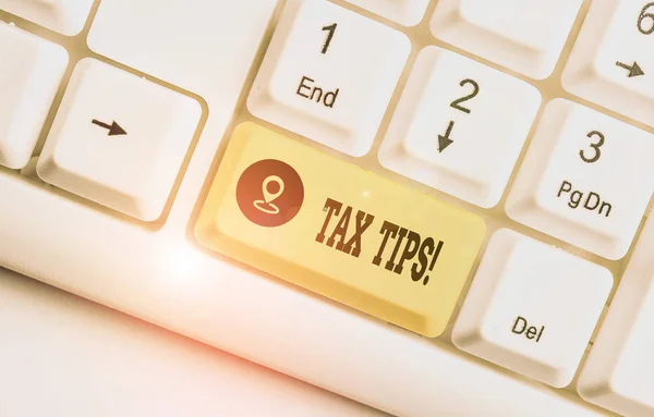 Text sign showing Tax Tips. Business photo text compulsory contribution to state revenue levied by government