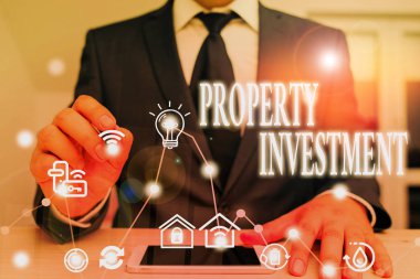 Text sign showing Property Investment. Conceptual photo Asset purchased and held primarily for its future income. clipart