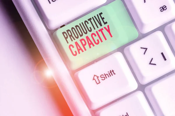 Conceptuele Handschrift Toont Productieve Capaciteit Concept Maximaal Mogelijke Output Van — Stockfoto