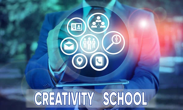 Ordskrivande Text Kreativitetsskola Företagsfoto Visa Upp Studenter Kan Använda Fantasi — Stockfoto