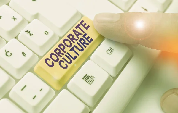 Word writing text Corporate Culture. Business concept for beliefs and attitudes that characterize a company.