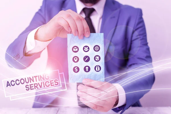 Word writing text Accounting Services. Business concept for analyze financial transactions of a business or a demonstrating. — Stock Photo, Image