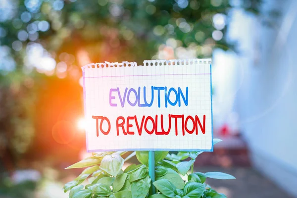 Texto Escrito Por Word Evolution Revolution Foto Negocios Que Muestra — Foto de Stock