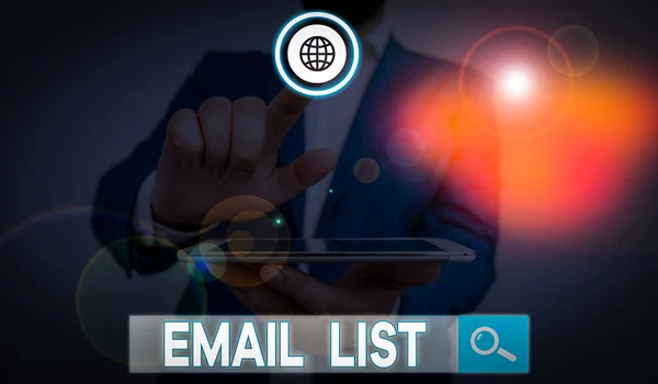 Word writing text Email List. Business photo showcasing widespread distribution of information to analysisy Internet users