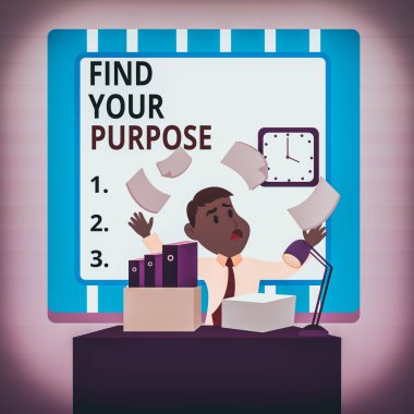 Kelime yazma metni Amaçlı Sorunuzu Bul. Bir şey için iş fotoğrafı gösterme nedeni ya da mevcut olan Karışık Erkek Çalışan Yöneticisi Dağınık Çalışma Alanı Fazla Zaman Kısaltması