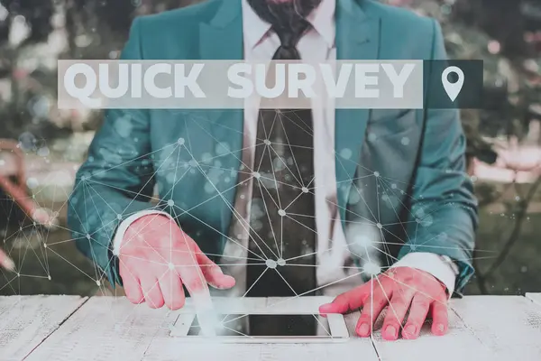 Tekst Pisania Słów Quick Survey Business Photo Showcasing Questionnaire Target — Zdjęcie stockowe