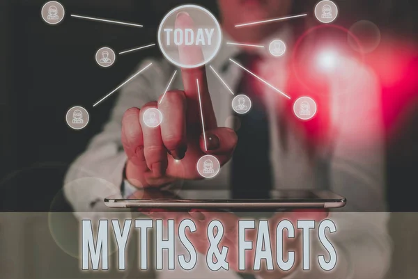 Teks Tulisan Tangan Myths Facts Foto Konseptual Biasanya Cerita Tradisional — Stok Foto