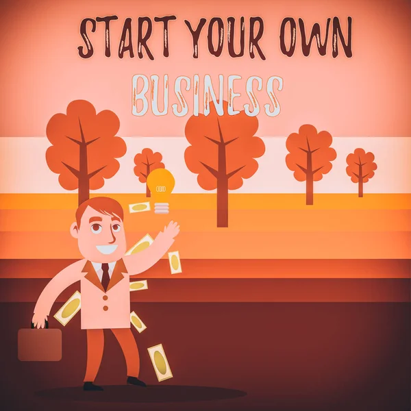 Fogalmi Kézírás Amely Bemutatja Start Your Own Business Koncepció Jelentése — Stock Fotó