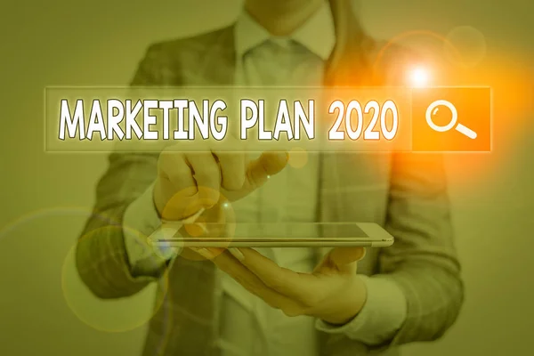 Yazısı Metin Pazarlama Planı 2020 Marka Satışını Tanımlayan Kavramsal Fotoğraf — Stok fotoğraf