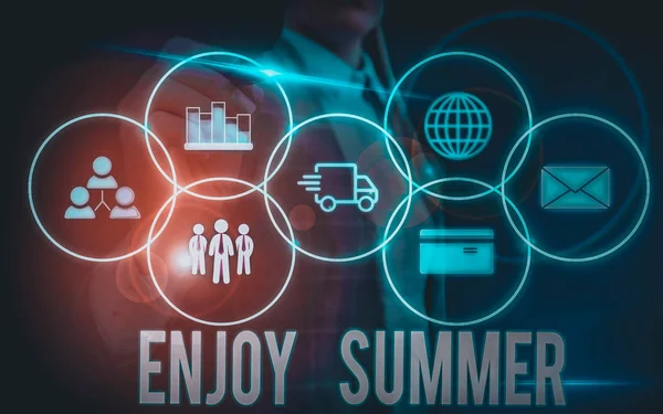 Schrijfbriefje Met Enjoy Summer Zakelijk Concept Voor Het Nemen Van — Stockfoto