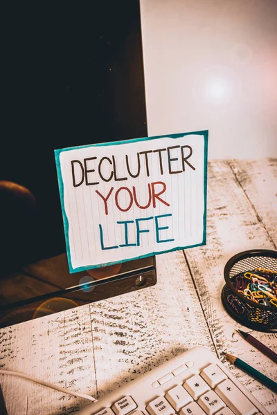Szóírás Sms Declutter Your Life Üzleti Fotó Bemutatása Hogy Megszüntesse — Stock Fotó
