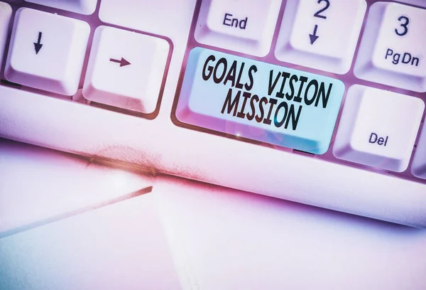 Написання Нотаток Зазначенням Місії Бачення Цілей Бізнес Концепція Практичного Процесу — стокове фото
