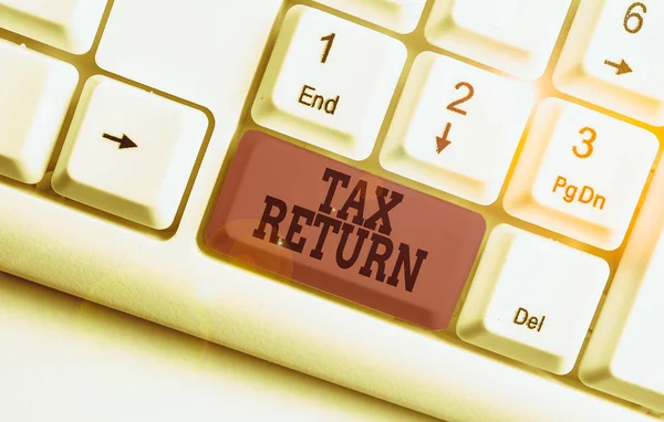 Texto Para Escrita Palavras Tax Return Foto Negócios Mostrando Informações — Fotografia de Stock