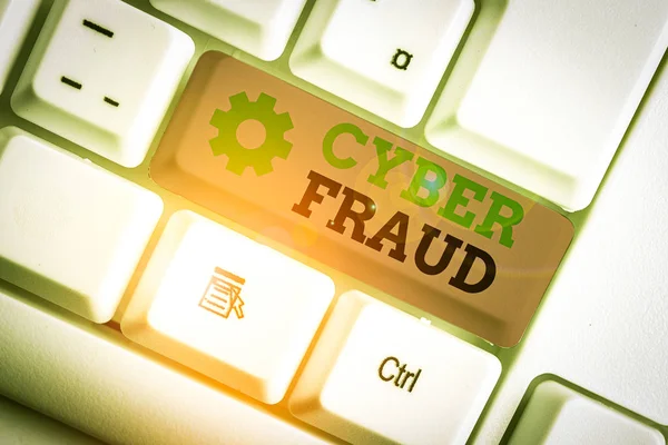 Escrita Conceitual Mostrando Cyber Fraud Conceito Que Significa Qualquer Crime — Fotografia de Stock
