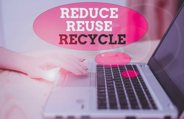 手書きテキスト再利用を減らすリサイクル 概念的な写真の方法は 廃棄物を排除することができますあなたの環境 — ストック写真