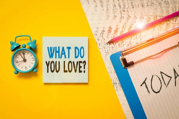 What You Love Question Gösteren Yazıyorum Eğlenceli Şeyler Için Konsepti — Stok fotoğraf