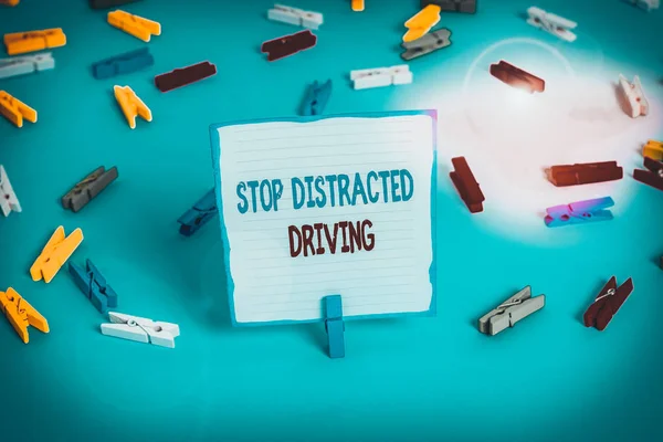 Scrittura Concettuale Mano Che Mostra Stop Distracted Driving Concetto Significa — Foto Stock