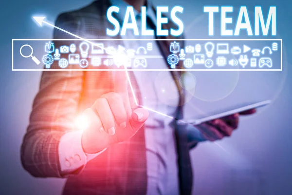 Text Sign Showing Sales Team Business Photo Showcasing Responsible Selling — Stock Photo, Image